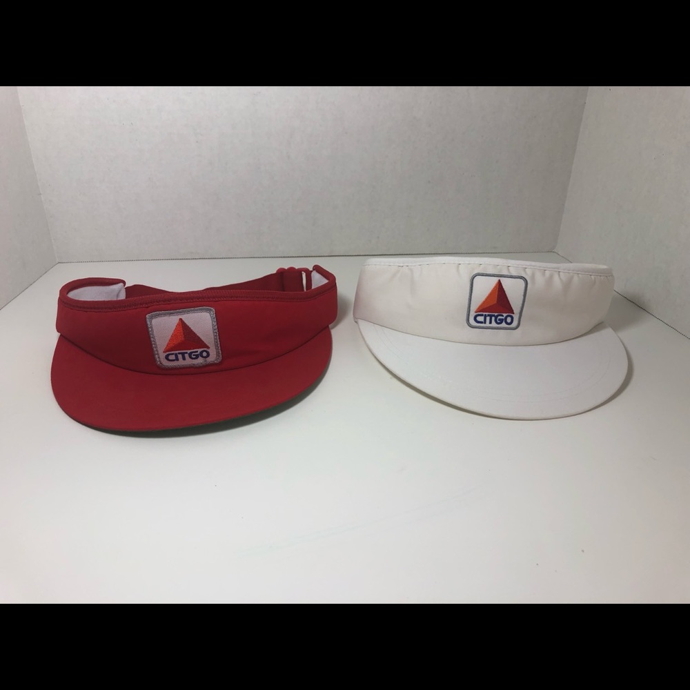 Vintage Citgo Gas Station Red & White Adjustable Strap Back Cotton Visors